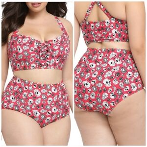 TORRID Sugar Skulls Two-Piece Swimsuit Pink Size 2X